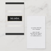 シックスタイリッシュな白黒のストライプ 名刺 (正面/裏面)