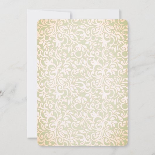 シックスタイリッシュな花嫁ドレスダマスクブライダルシャワー 招待状 (裏面)