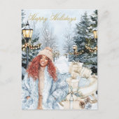 シックスタイリッシュな黒人冬のシーン幸せ シーズンポストカード (正面)