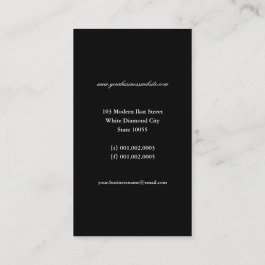 シックスタイリッシュアイボリーピンクダイヤモンドイカットモノグラム 名刺 (裏面)