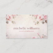 シックスタイリッシュエレガントピンクの花フローラ 名刺 (正面)