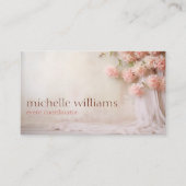 シックスタイリッシュエレガントピンクの花フローラ 名刺 (正面)