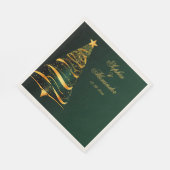 シックスタイリッシュゴールデンクリ結婚スマスツリー スタンダードランチョンナプキン (角)