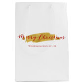 シックスタイリッシュゴールドフォイルメリークリスマス ミディアムペーパーバッグ (正面)