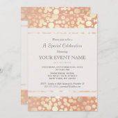 シックスタイリッシュゴールドホイルフェイクサークル&ピーチリネン 招待状 (正面/裏面)