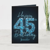 シックスタイリッシュサファイアブルーとブラック45誕生日 カード (正面)