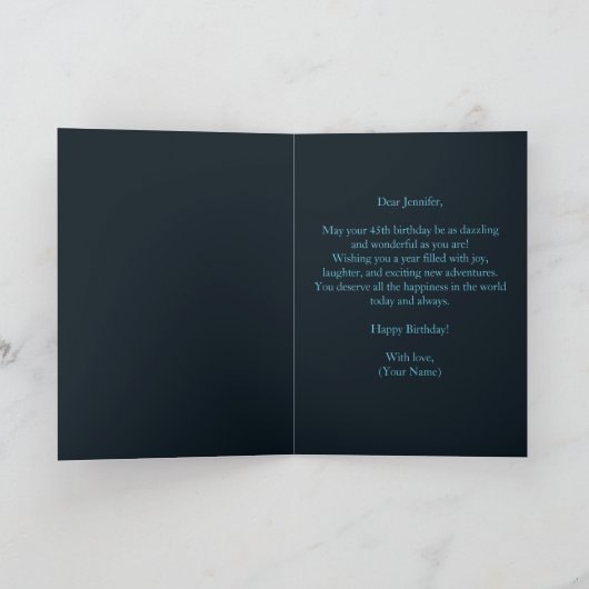 シックスタイリッシュサファイアブルーとブラック45誕生日 カード (内部)