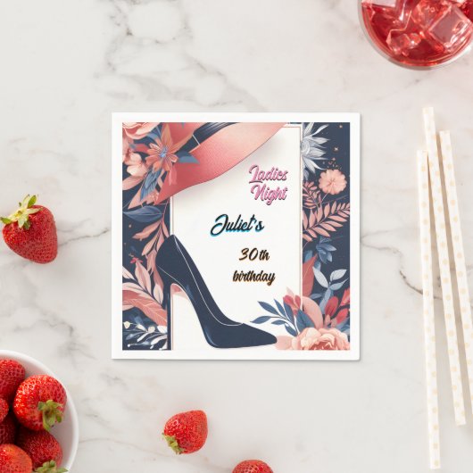 シックスタイリッシュシューアダルトレディースナイト30th誕生日 スタンダードカクテルナプキン (インサイチュ)