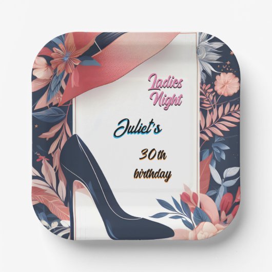 シックスタイリッシュシューアダルトレディースナイト30th誕生日 ペーパープレート (正面)