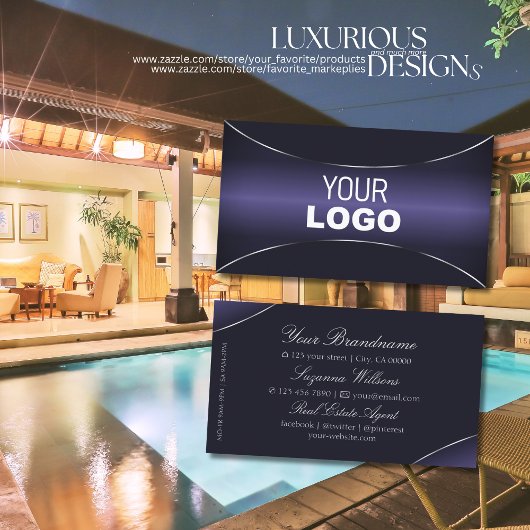 シックスタイリッシュシルバーとロ縁どゴ付きダークブルー 名刺