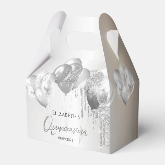 シックスタイリッシュシルバーグリッタードリップバルーン フェイバーボックス (正面サイド)