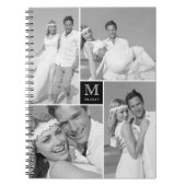シックスタイリッシュスクエアモノグラム結婚の写真コラージュ ノートブック (正面)