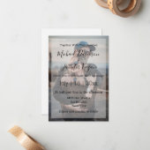 シックスタイリッシュスクリプ結婚トの色褪せた写真の招待状 ノートカード (正面/裏面インサイチュ)