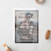 シックスタイリッシュスクリプ結婚トの色褪せた写真の招待状 ノートカード (正面/裏面インサイチュ)