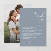 シックスタイリッシュダスティブルーモダンフォト結婚ズ サンキューカード (正面/裏面)