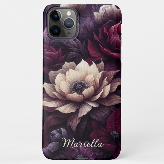 シックスタイリッシュダリアスファインアートボタニカル絵を描ズ iPhoneケース (裏面)