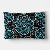 シックスタイリッシュトレンディーモダンガーリーティール（緑がかった色）ドットアート アクセサリーポーチ (裏面)