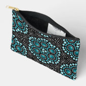 シックスタイリッシュトレンディーモダンガーリーティール（緑がかった色）ドットアート アクセサリーポーチ (見開き)