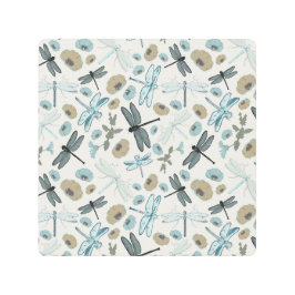 シックスタイリッシュドラゴンフライ及び花柄 メタルプリント