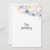 シックスタイリッシュネイビーアイボリー金ゴールド結婚フローラs i 招待状 (裏面)