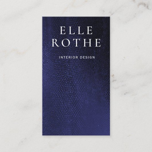 シックスタイリッシュネイビーブルーリザードスキンデザイナー 名刺 (正面)