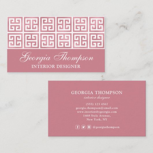 シックスタイリッシュバラ金ゴールド幾何学的インテリア設計者 名刺 (正面/裏面)