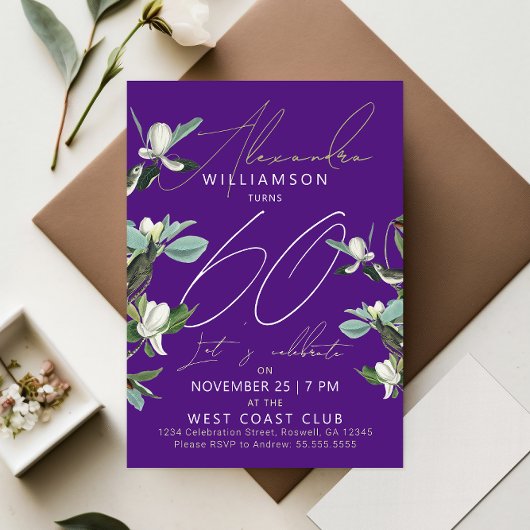 シックスタイリッシュパープルとホワイト60モダンフローラ シーズンカード