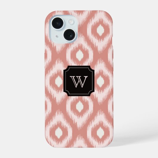 シックスタイリッシュピンクアイボリーダイヤモンドイカットモノグラム iPhone 15ケース (裏面)