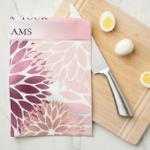 シックスタイリッシュピンクフローラブライダルシャワー キッチンタオル (四つ折り)