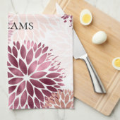 シックスタイリッシュピンクフローラ キッチンタオル (四つ折り)