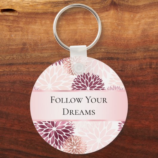 シックスタイリッシュピンクフローラ キーホルダー (正面)