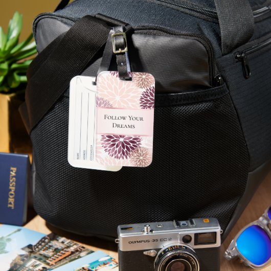 シックスタイリッシュピンクフローラ ラゲッジタグ (正面&裏面)