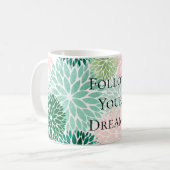 シックスタイリッシュピンクミントグリーン花 コーヒーマグカップ (正面左)