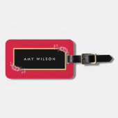 シックスタイリッシュピンク&ウォーター色のフローララゲージタグ ラゲッジタグ (正面横)