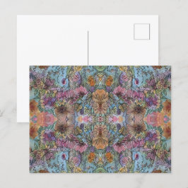 シックスタイリッシュフラワーガーデンウォーター絵画カラー ポストカード