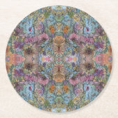 シックスタイリッシュフラワーガーデンウォーター絵画カラー ラウンドペーパーコースター (正面)