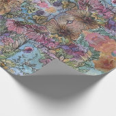 シックスタイリッシュフラワーガーデンウォーター絵画カラー ラッピングペーパー (角)