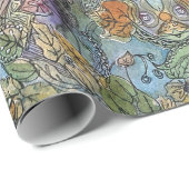 シックスタイリッシュフラワーガーデンウォーター絵画カラー ラッピングペーパー (ロールコーナー)