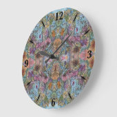 シックスタイリッシュフラワーガーデンウォーター絵画カラー ラージ壁時計 (傾斜)
