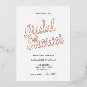 シックスタイリッシュブライダルシャワーバラ金ゴールド 箔招待状 (正面)