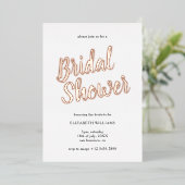 シックスタイリッシュブライダルシャワーバラ金ゴールド 箔招待状 (立ち正面)