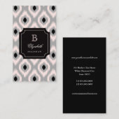 シックスタイリッシュブラックピンクダイヤモンドイカットモノグラム 名刺 (正面/裏面)