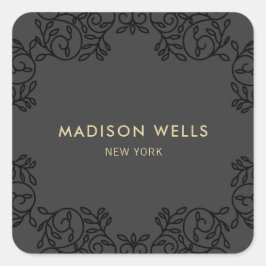 シックスタイリッシュブラックフレ華美ーム スクエアシール