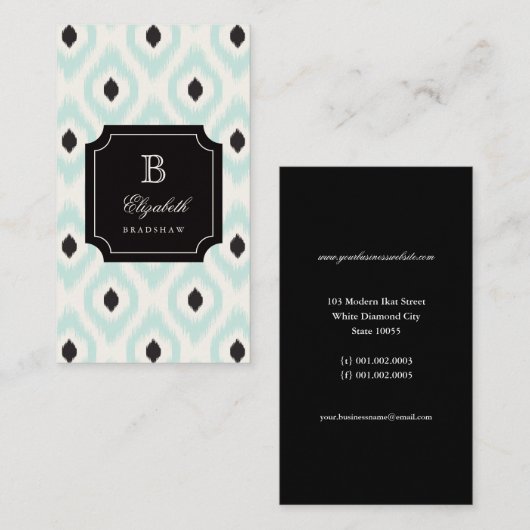 シックスタイリッシュブラックミントダイヤモンドイカットモノグラム 名刺 (正面/裏面)