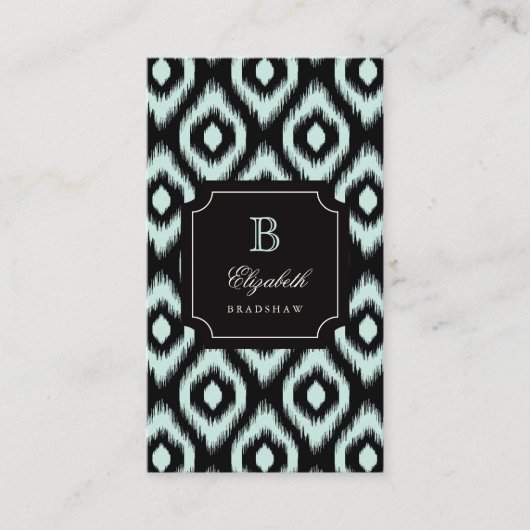 シックスタイリッシュブラックミントダイヤモンドイカットモノグラム 名刺 (正面)