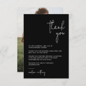 シックスタイリッシュブラックモダンフォト結婚ズ サンキューカード (正面/裏面)