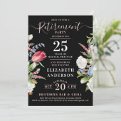 シックスタイリッシュブラックラベンダーワイルドフラワーリタイア 招待状 (スタンド正面)