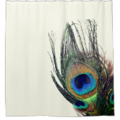 シックスタイリッシュブルーグリーンピーコックフェザー シャワーカーテン (正面)