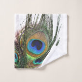 シックスタイリッシュブルーグリーンピーコックフェザー バスタオルセット (ウォッシュタオル)