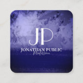 シックスタイリッシュブルー抽象芸術モノグラム スクエア名刺 (正面)